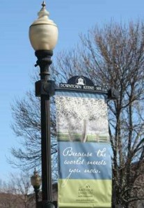 lamppost with banner