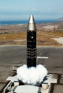 MX missile with nuclear warhead