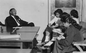 image of Dr. King with Bennett students